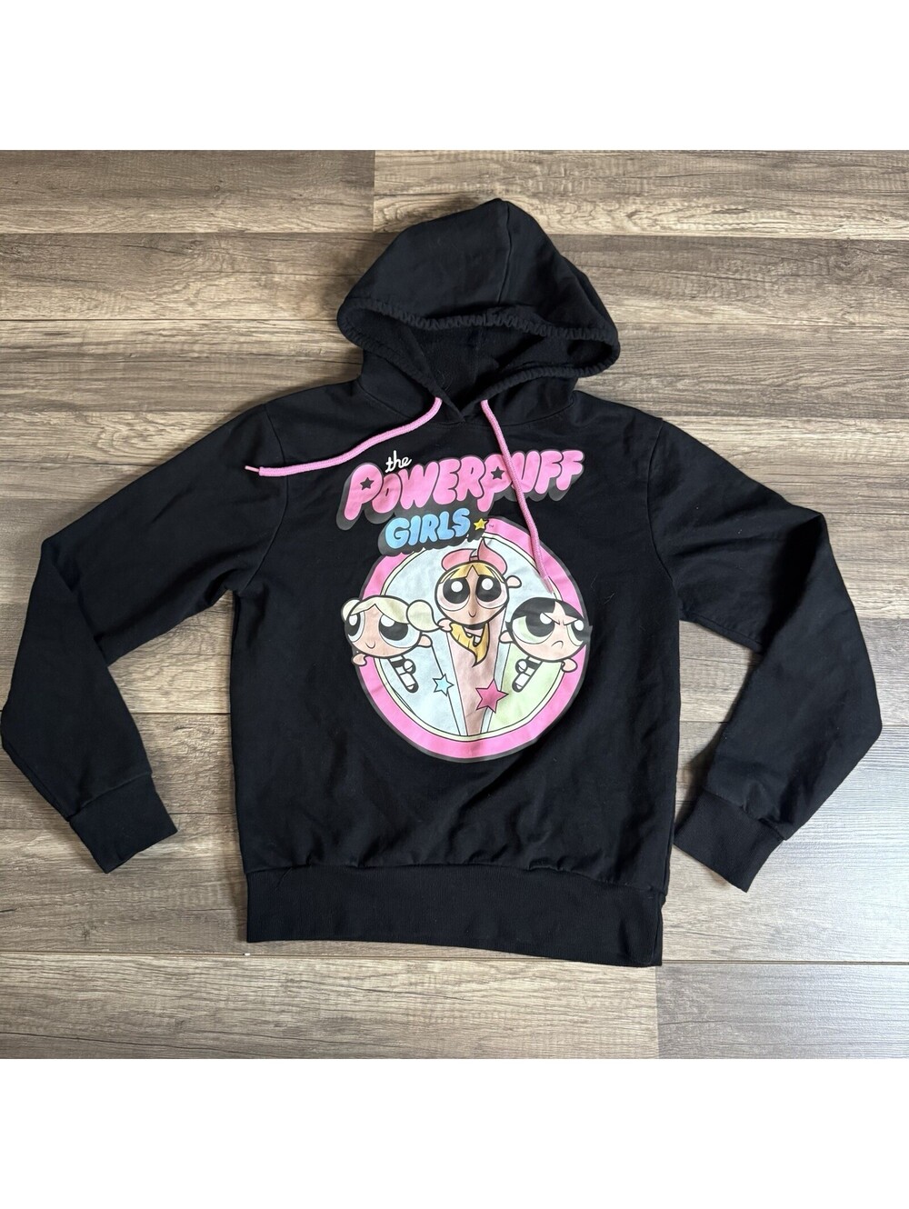 Powerpuff Girls Cartoon Network Hoodie Black Pullover Graphic Girls Small